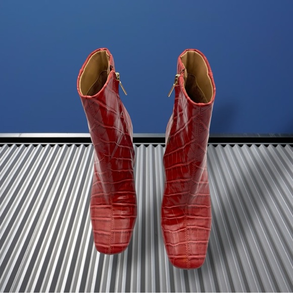 Sam Edelman Codie2 Rose Stucco Square Toed Croc Embossed Ankle Bootie 7 1/2 M - Picture 15 of 15